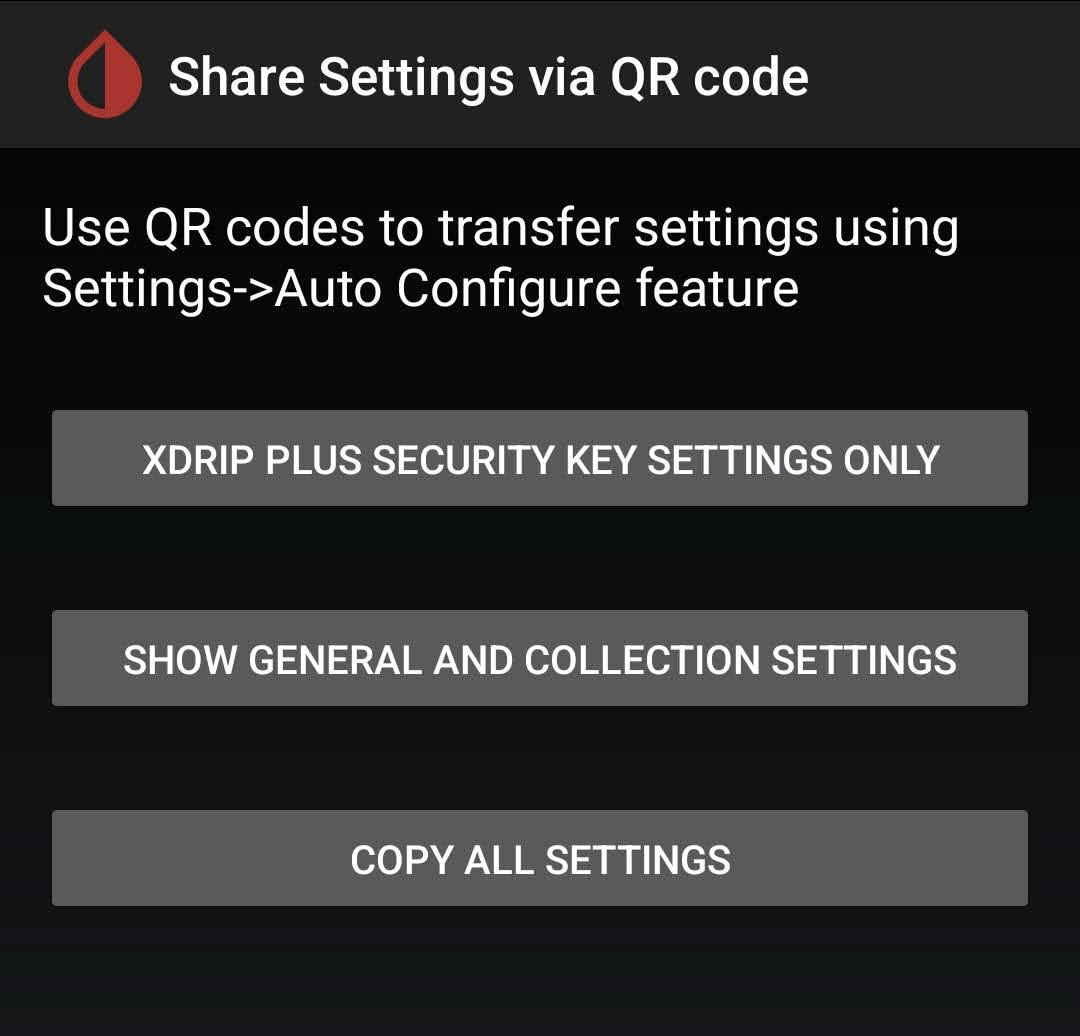 share settings via QR code